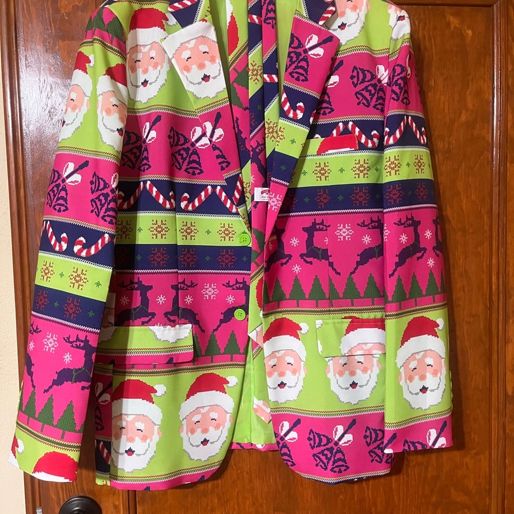 Holiday Editions Pink and Green Festive Blazer